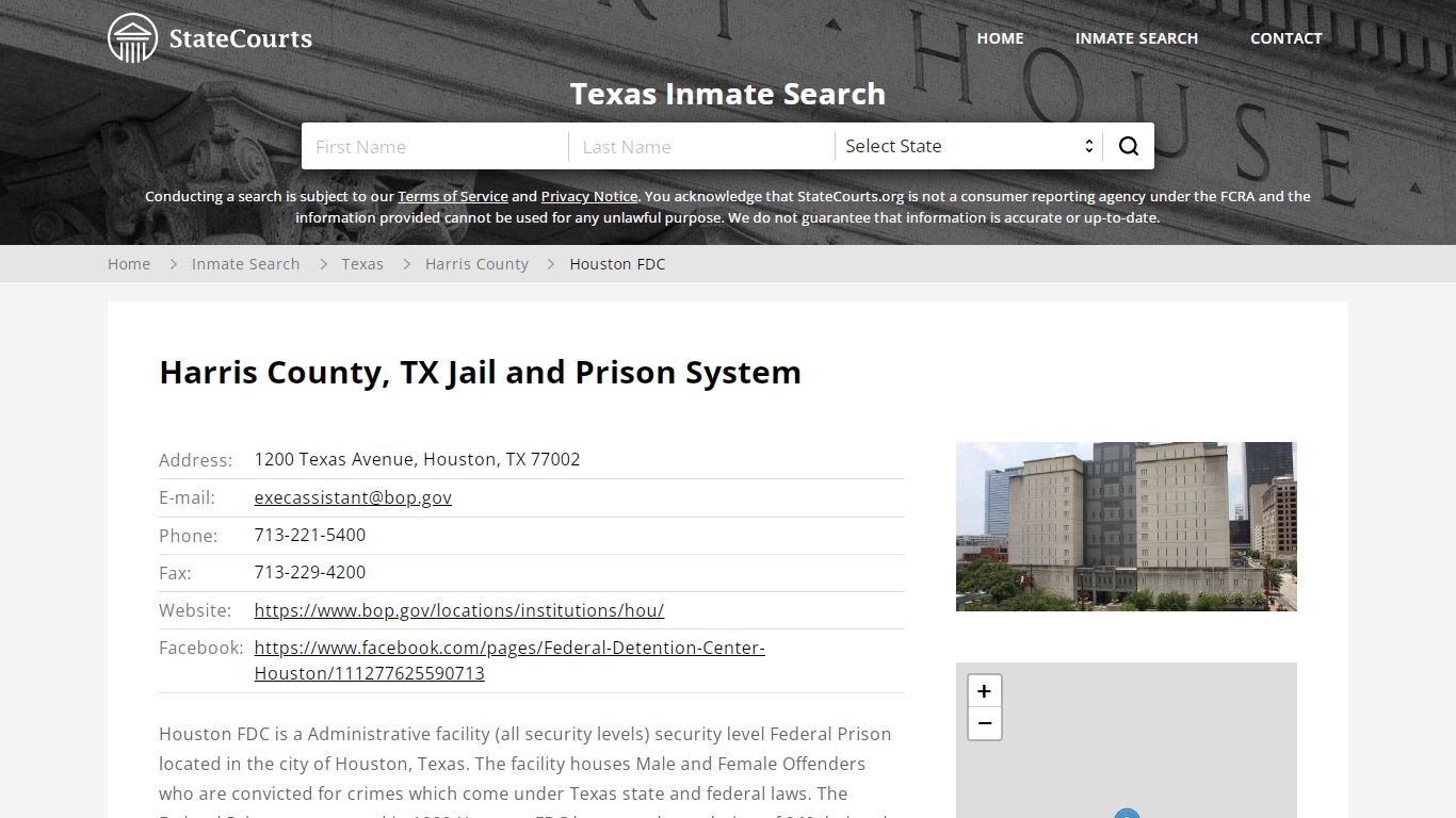 Houston FDC Inmate Records Search, Texas - StateCourts