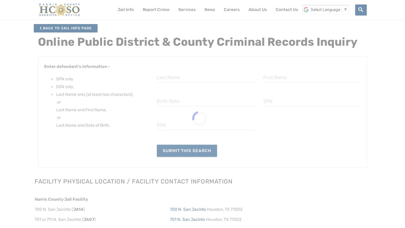 Online Public District & County Criminal Records Inquiry